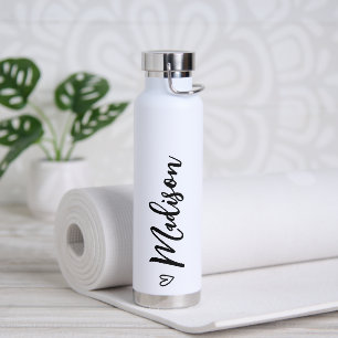 Cute Heart Calligraphy Personalised Black White Waterfles