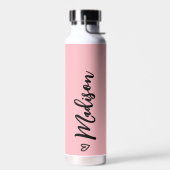 Cute Heart Calligraphy Personalized Black Pink Waterfles (Links)