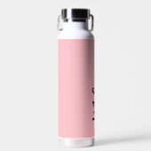 Cute Heart Calligraphy Personalized Black Pink Waterfles (Voorkant)