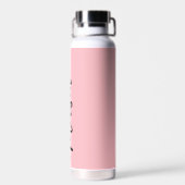 Cute Heart Calligraphy Personalized Black Pink Waterfles (Achterkant)