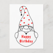 Cute Heart Cartoon Red Black Garden Gnome Birthday Briefkaart (Voorkant)