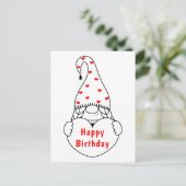 Cute Heart Cartoon Red Black Garden Gnome Birthday Briefkaart (Staand voorkant)