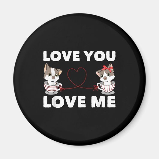 Cute Heart Cat Love Romantic Couple Kitten Gift Magneet (Voorkant)