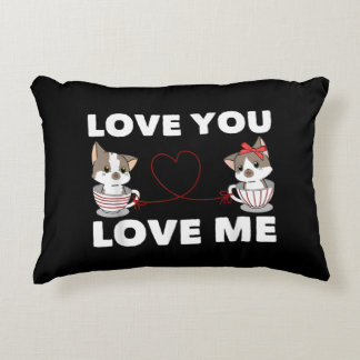 Cute Heart Cat Love Romantic Couple Kitten Lovers Accent Kussen