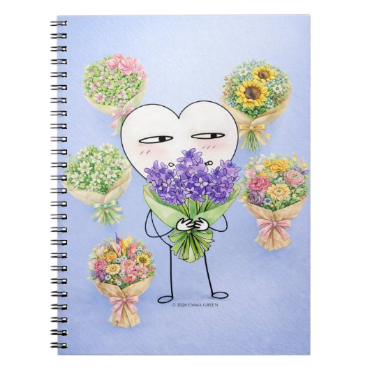 Cute Heart Character Flower Notebook Notitieboek (Voorkant)