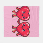 Cute Heart Characters Holding Hands Fleece Deken (Voorkant (Horizontaal))