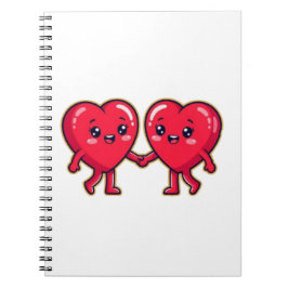 Cute Heart Characters Holding Hands Notitieboek