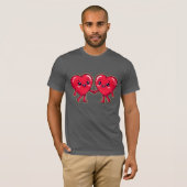 Cute Heart Characters Holding Hands T-shirt (Voorkant volledig)