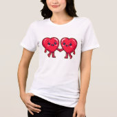 Cute Heart Characters Holding Hands Tri-Blend Shirt (Voorkant)