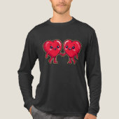 Cute Heart Characters Holding Hands Tri-Blend Shirt (Voorkant volledig)