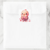Cute Heart Chick Valentine Vierkante Sticker (Tas)
