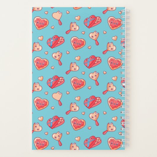 Cute Heart Chocolate Ice Cream Pattern Sweet Love Notitieboek (Achterkant)