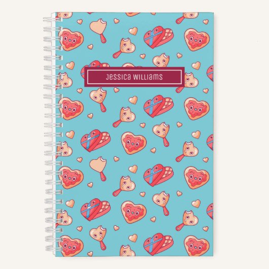 Cute Heart Chocolate Ice Cream Pattern Sweet Love Notitieboek (Voorkant)