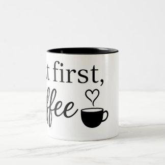 Cute Heart Coffee Cup. But First, Coffee Mug. Tweekleurige Koffiemok