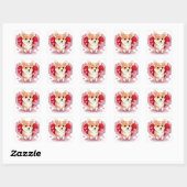 Cute Heart Corgi Dog Valentijn Vierkante Sticker (Vel)