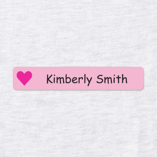 Cute Heart Custom  Skinny  Name Labels - Iron On - (Design 1)