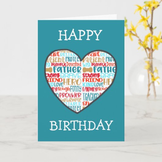 Cute Heart Dad Birthday Kaart (Gele Bloem)