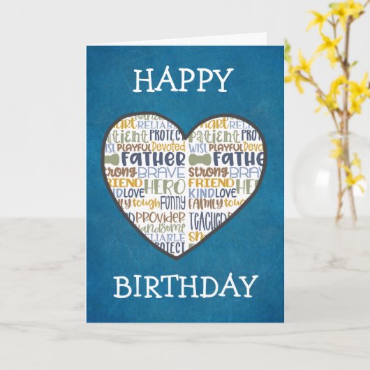 Cute Heart Dad Birthday Kaart (Gele Bloem)