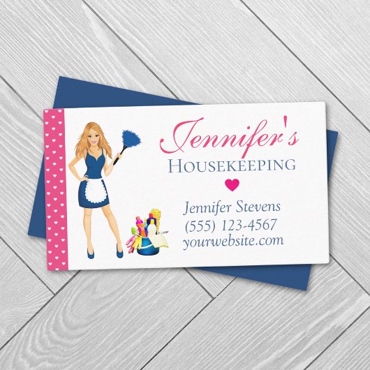 Cute Heart Design Maid House Cleaning Services Visitekaartje
