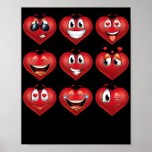 Cute Heart Emojis Gift Valentijnsdag Emoji Poster (Voorkant)