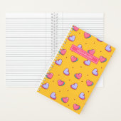 Cute Heart en Polka Dot Pattern Retro Yellow Notitieboek (Binnen)