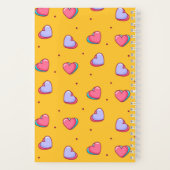 Cute Heart en Polka Dot Pattern Retro Yellow Notitieboek (Achterkant)