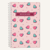 Cute Heart en Polka Dot Pattern Sweet Retro Pink Notitieboek (Voorkant)
