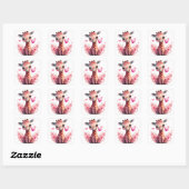 Cute Heart Giraffe Valentijnskaart Vierkante Sticker (Vel)