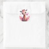 Cute Heart Giraffe Valentijnskaart Vierkante Sticker (Tas)