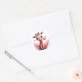 Cute Heart Giraffe Valentijnskaart Vierkante Sticker (Envelop)