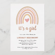 Cute Heart Girl Boho Rainbow Baby shower Roos Gold
