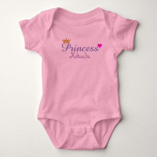 Cute Heart Gold Crown Princess Pink, gepersonalise Romper