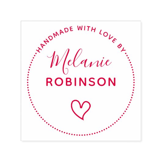 Cute Heart | Handgemaakt met liefde op aangepaste  Zelfinktende Stempel (Design)