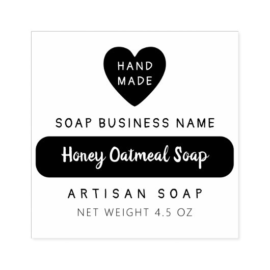 Cute Heart Handmade Product Name in Script Rubberstempel (Afrduk)