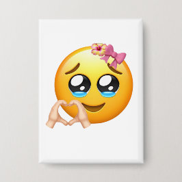 Cute Heart Hands Emoji Speld - Coquette Stijl  Button
