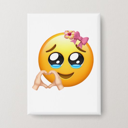 Cute Heart Hands Emoji Speld - Coquette Stijl Button (Voorkant)