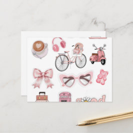 Cute Heart Hands Emoji Speld - Roze Strik Aestheti Feestdagenkaart