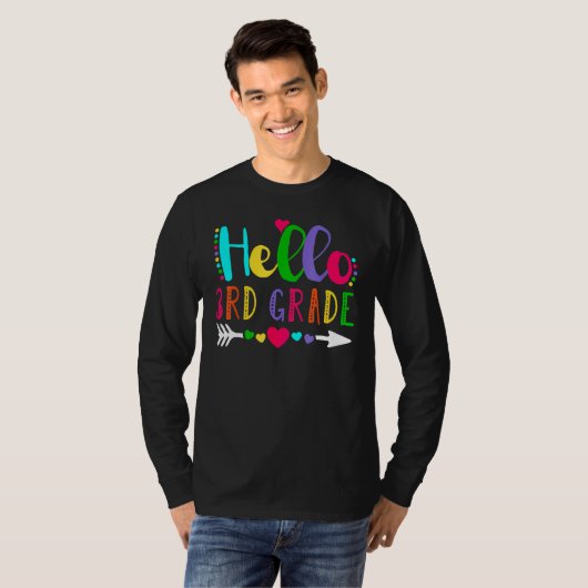Cute Heart Hello 3rd Grade First Day Back To Schoo T-shirt (Voorkant volledig)