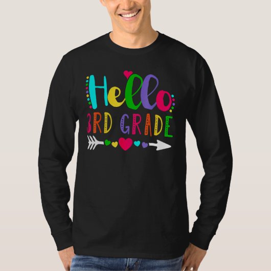 Cute Heart Hello 3rd Grade First Day Back To Schoo T-shirt (Voorkant)