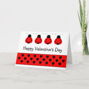 Cute Heart Ladybug Valentine Greeting Card Feestdagen Kaart