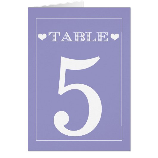 Cute Heart Lavender Weddenschap Table Number Kards (Voorkant)