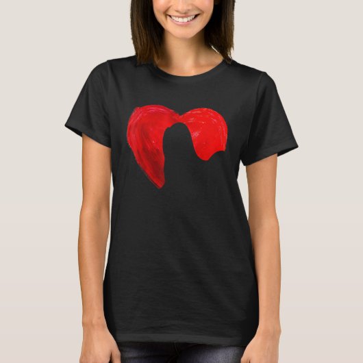 Cute Heart Lhasa Apso Dog Valentines Day Puppy Lov T-shirt (Voorkant)