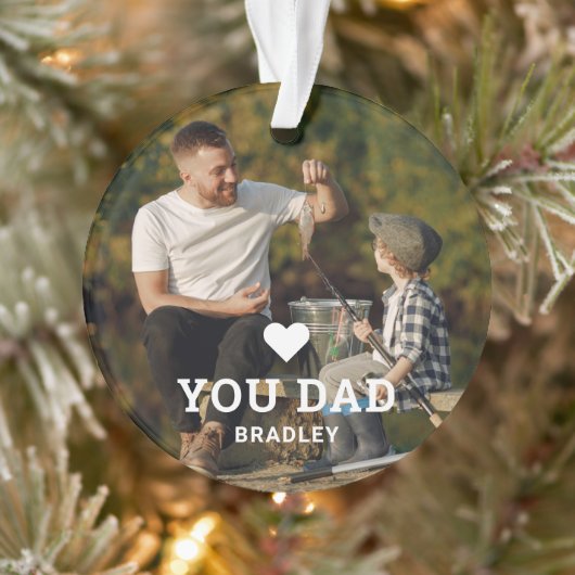 Cute HEART LIEFT U DAD Photo Names Ornament (Boom)