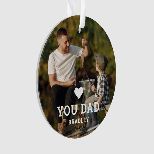 Cute HEART LIEFT U DAD Photo Names Ornament (voorkant)
