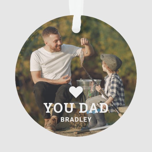 Cute HEART LIEFT U DAD Photo Names Ornament (achterkant)