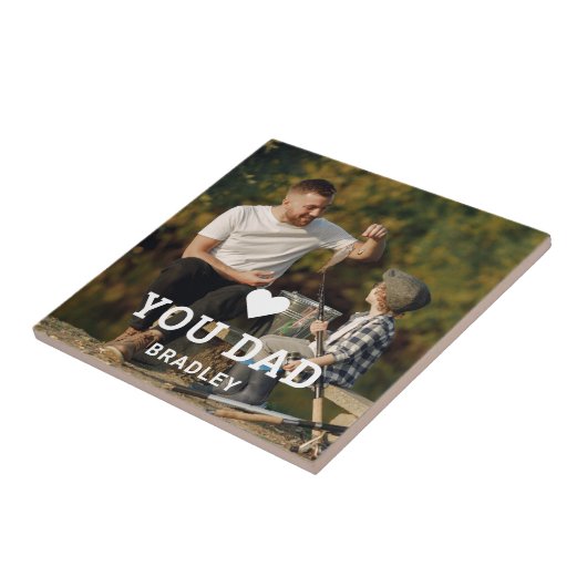 Cute HEART LIEFT U DAD Photo Names Tegeltje (Zijkant)