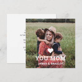 Cute HEART LIGT U MOM Birthday Notitiekaartje