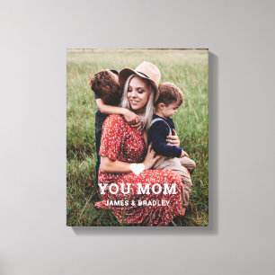 Cute HEART LIGT U MOM Moederdag Foto Canvas Afdruk
