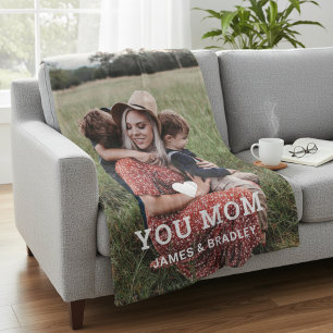 Cute HEART LIGT U MOM Moederdag Foto Fleece Deken