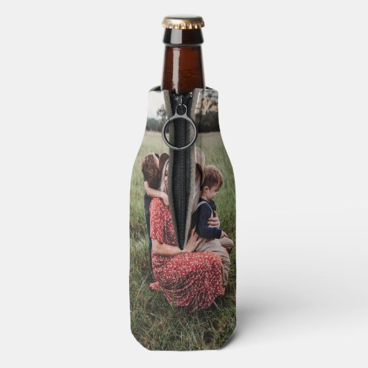 Cute HEART LIGT U MOM Moederdag Foto Flesjeskoeler (Fles Achterkant)